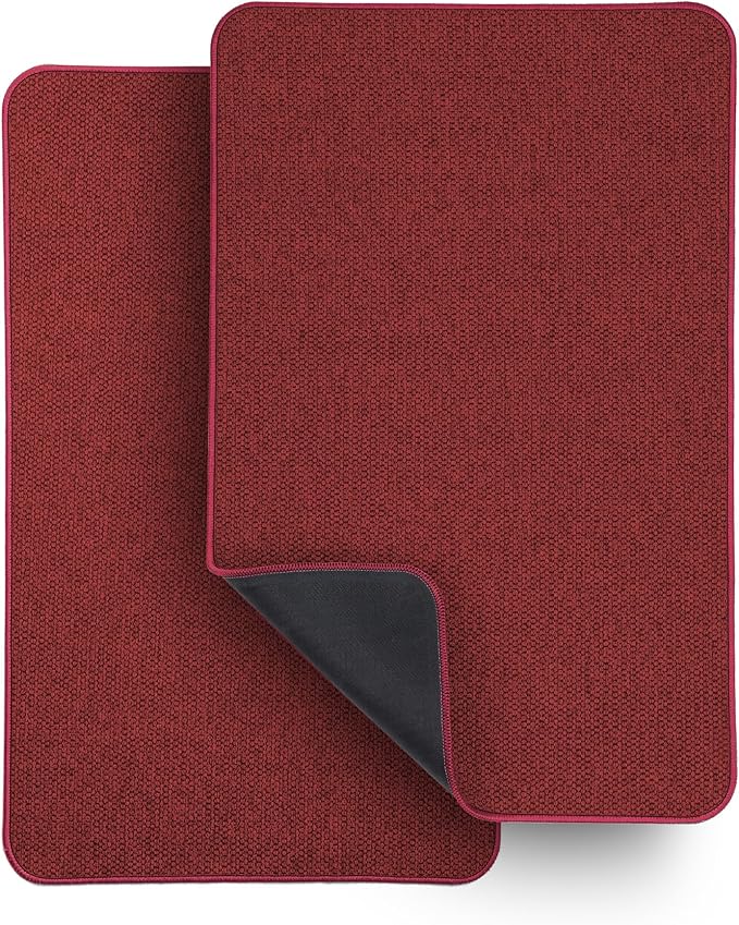 Christmas Bath Mat,Ultra Thin Bathroom Rugs,Bath Mats for Bathroom,No Slip Bath Rugs,Quick Dry,Machine Washable,Low Pile,Absorbent,Shower Outside,Sink,Home Decor Accessories.Red,1'5"x2'3"(2 Pack)