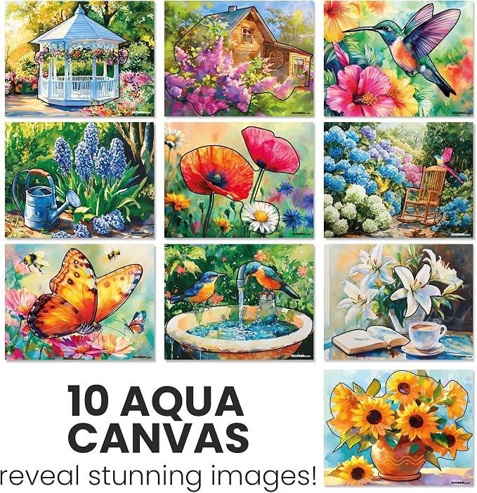 QUOKKA Reusable Water Painting Dementia Activities for Seniors – Alzheimer’s Products for Elderly – Water Doodle Set Vibrant Blooms – Activity Kits for Dementia Patients – Crafts Gift for Seniors