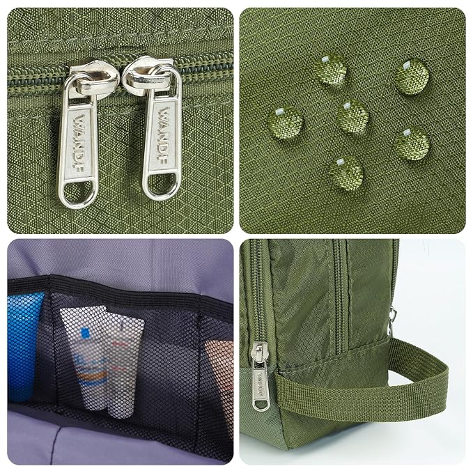 WANDF Travel Toiletry Bag for Men, Small Dopp Kit for Toiletries | Water-Resistant Fabric, Travel Bag for Toiletries, Compact Storage, Shaving Accessories, Weekend Trips