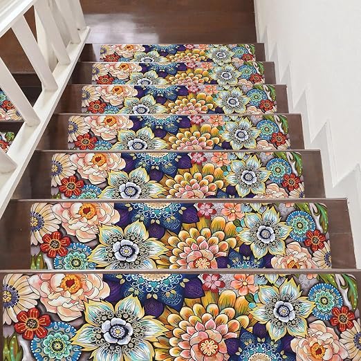 Non Slip Carpet Stair Treads for Wooden Steps Indoor, 7 Pack Stair Runners Covers Staircase Step Rugs Stair Mats for Kids Elders and Dog