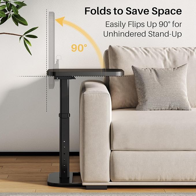 Adjustable Height TV Tray Table for Couch, Flip-Top Design | 19"-30" Height Range, 9-Position Lock System, Rounded Corners, Laptop Table, Snack Table, For Living Room & Bedroom