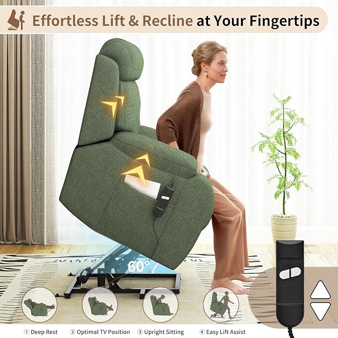 Power Lift Recliner Chair for Elderly with Remote Control - Heavy Duty 330 lbs Snowflake Velvet Fabric, Compact Electric Lift Chair for Seniors Small Spaces Living Room Bedroom
