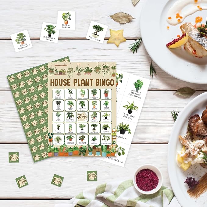 Plant Bingo Game Cards, Green House Plants Bingo Games for Adults, Greenery Bingo Cards Supplies, Birthday Party Decor Favors, Card Gifts for Plant Lover Friends Family Holiday, (Plant)