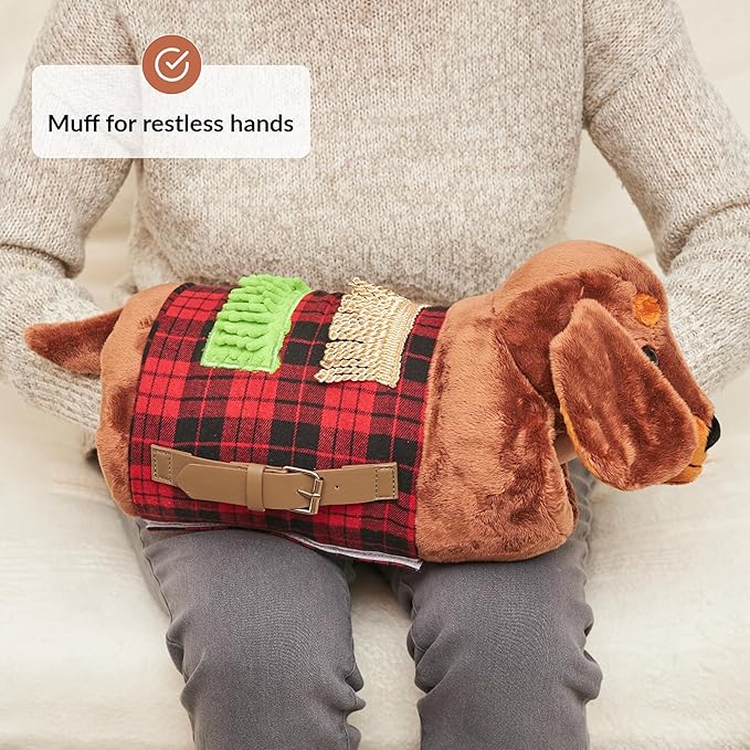 Fidget Muff and Blanket for Elderly | Fidget Blanket for Dementia | Sensory Blanket & Toy | Dementia Products for Elderly | Activities for Alzheimer's or Dementia | ODOXIA Fidget muff Brown