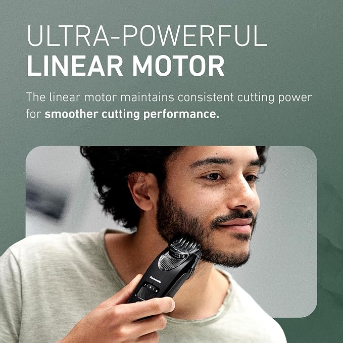 Panasonic Beard Trimmer for Men Cordless Precision Power Hair Clipper with Comb Attachment, 19 Adjustable Settings, Washable, ER-SB40-K, 0.5-10 mm Lengths
