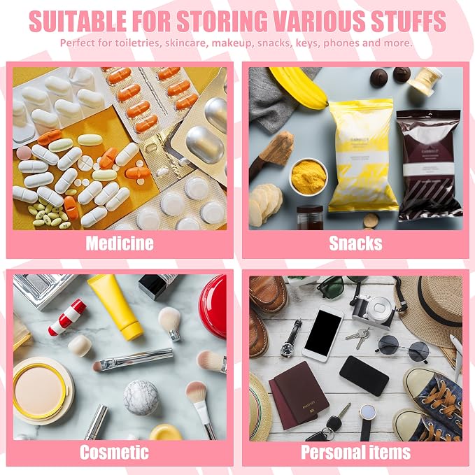BuyCard Chenille Letter Clear Medicine Makeup Bag for Travel, Preppy Patch Nylon Cosmetic Meds Pouch with Handles and Zipper, Waterproof Large Travel Toiletry Bag Storage Case for Women Pink