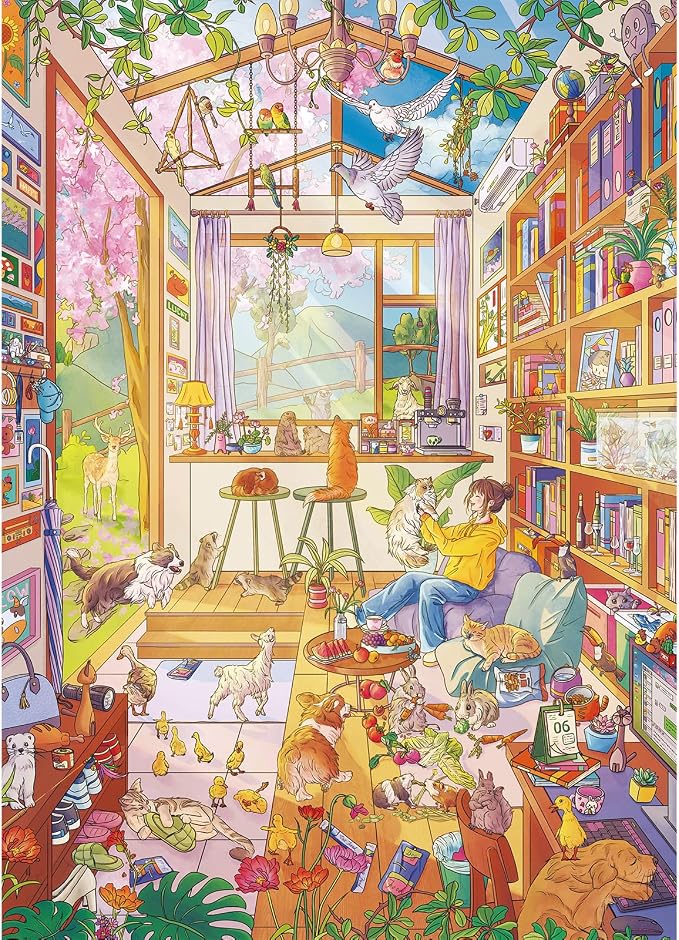 1000 Piece Jigsaw Puzzles for Adults,Sunny Greenhouse Puzzle with 1:1 HD Poster, Precise Interlocking, Letter Markings on Back, Dust-Free, Stress Relief & Ideal Family Game Gift