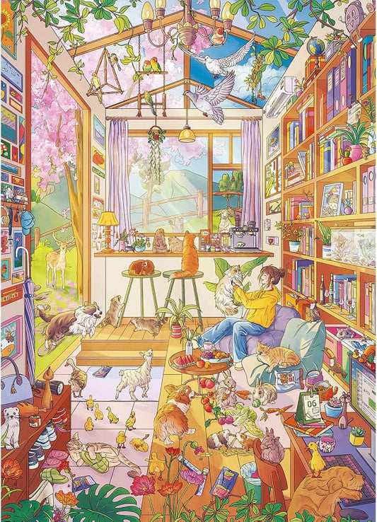 1000 Piece Jigsaw Puzzles for Adults,Sunny Greenhouse Puzzle with 1:1 HD Poster, Precise Interlocking, Letter Markings on Back, Dust-Free, Stress Relief & Ideal Family Game Gift