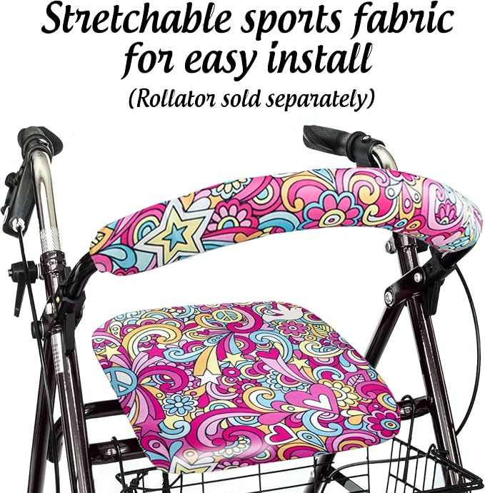 Top Glides Universal Rollator Walker Seat and Backrest Covers (Peace)