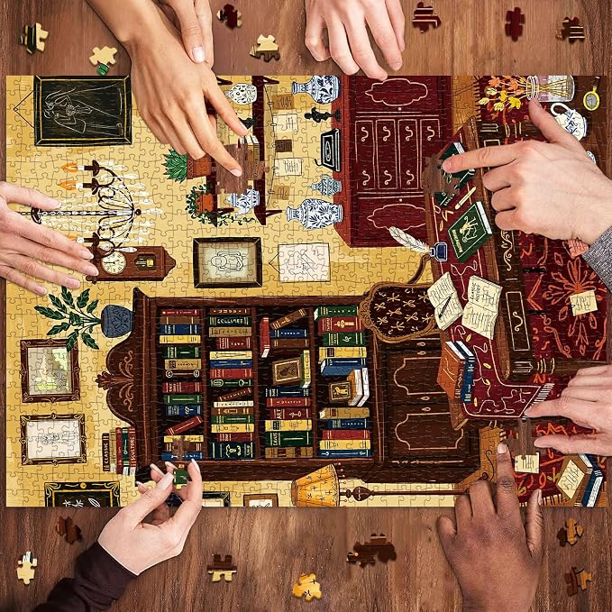 1000 Piece Jigsaw Puzzles for Adults, Study Room Puzzle with 1:1 HD Poster, Precise Interlocking, Letter Markings on Back, Dust-Free, Stress Relief & Ideal Family Game Gift