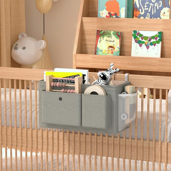 Bedside Caddy Bedside Storage Hanging Organizer for Bunk Dorm Bed Rail | Bed Caddy with Hooks, Top Bunks and Dorm Essentials for Water, Tissues, Tablets, Books, Phones, Remotes and Other Necessories