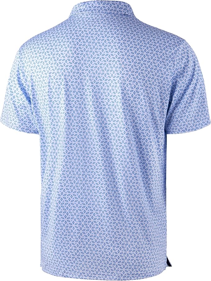 Obla Mens Golf Polo Shirts Short Sleeve Dry Fit Performance Moisture Wicking Casual Print Collared Golf Shirts for Men