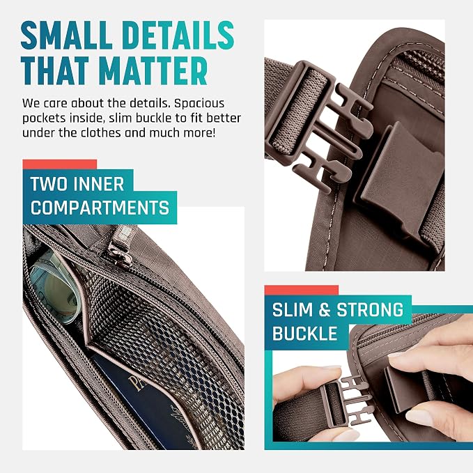 Alpha Keeper Money Belt for Travel Hidden Under Clothes – RFID Blocking Passport Holder & Slim Waist Wallet Pouch for Women & Men, Anti-Theft Travel Accessories