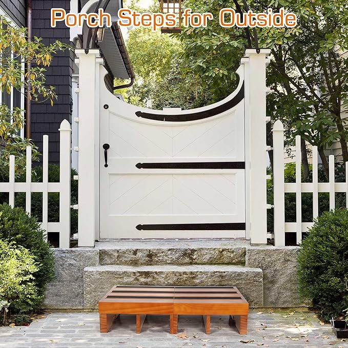Wooden Step Stool, 6.5" One Step Stool, Non-Slip Outdoor Steps, Heavy Duty Wooden Platform Mobility Step, Half Steps for Seniors Adults with Bad Knee (6.5" Height)