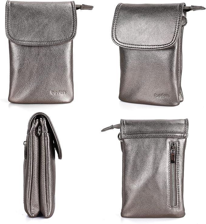 befen Genuine Leather Small Crossbody Bags for Women Cell Phone Travel Bag | Soft Real Leather, Adjustable Shoulder Strap, Card Slots, Compact Size, Daily Travel Shopping Outing Use, Phone Purse