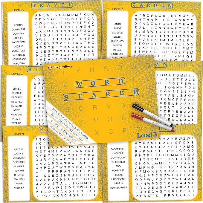 Keeping Busy Word Search 3 Dementia Activities for Seniors | Alzheimer Products for Elderly Patients | Fun Memory Game Toy & Cognitive Brain Puzzle for Senior Citizens w/Memory Loss or Alzheimers
