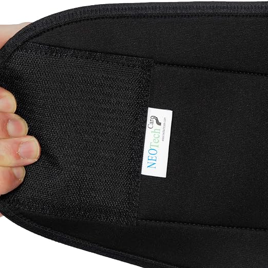 NeoTech Care Neoprene Back Brace for Men or Women - Adjustable & Breathable Lumbar Support Belt for Lower Back Pain (Black, Size S)