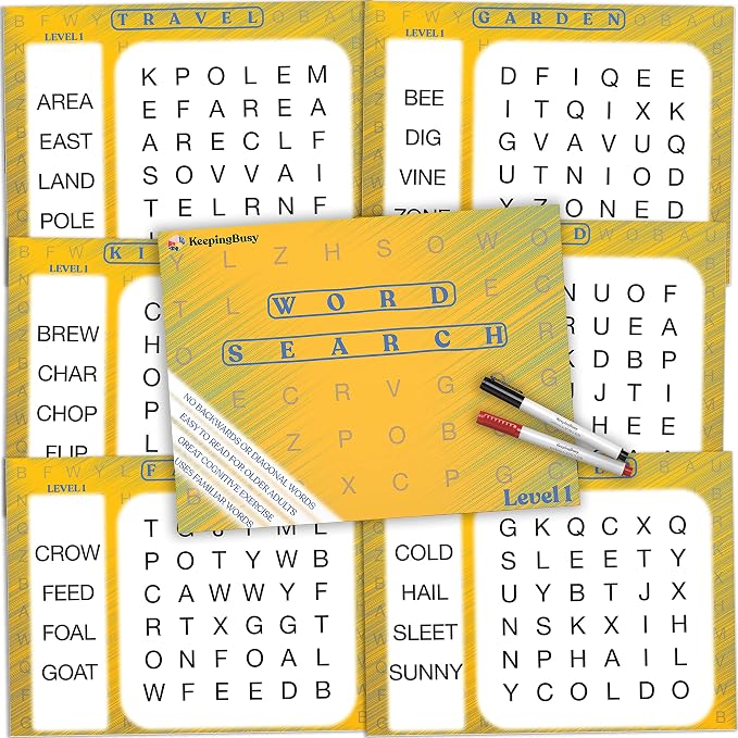 Keeping Busy Word Search 1 Dementia Activities for Seniors | Alzheimer Products for Elderly Patients | Fun Memory Game Toy & Cognitive Brain Puzzle for Senior Citizens w/Memory Loss or Alzheimers