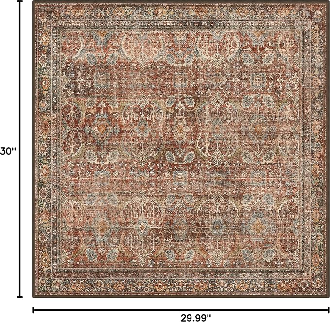 sarben 30"x30" Non Slip Stair Treads for Wooden Steps 1 Pack, Rust Brown | Peel and Stick Carpet Stair Runner with TPE Adhesive Backing, Carpet for Added Safety, Pet and Senior Friendly