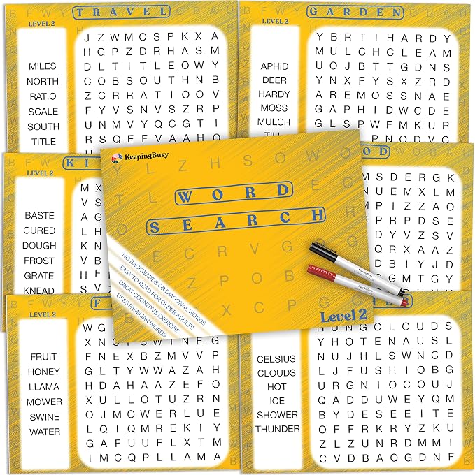 Keeping Busy Word Search 2 Dementia Activities for Seniors | Alzheimer Products for Elderly Patients | Fun Memory Game Toy & Cognitive Brain Puzzle for Senior Citizens w/Memory Loss or Alzheimers