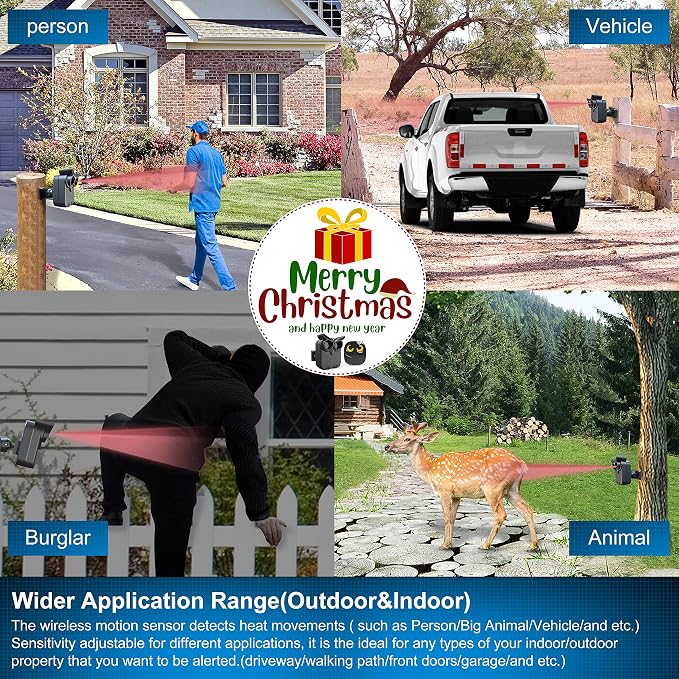 Driveway Alarm- 1/2 Mile Long Range Motion Sensor- 1 Receiver+1 Sensor | Wireless Outdoor Weather Resistant Motion Sensor&Detector-DIY Security Alert-Monitor&Protect Outdoor/Indoor Property
