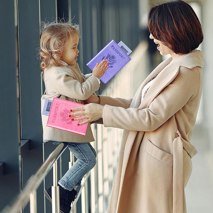 Herain Passport Holder for Travel Cruise Essentials 2 Pcs, Passport Cover Wallet Case Travel Gifts Women Men Family, Passports Book Holders Vacation Accessories Must Haves