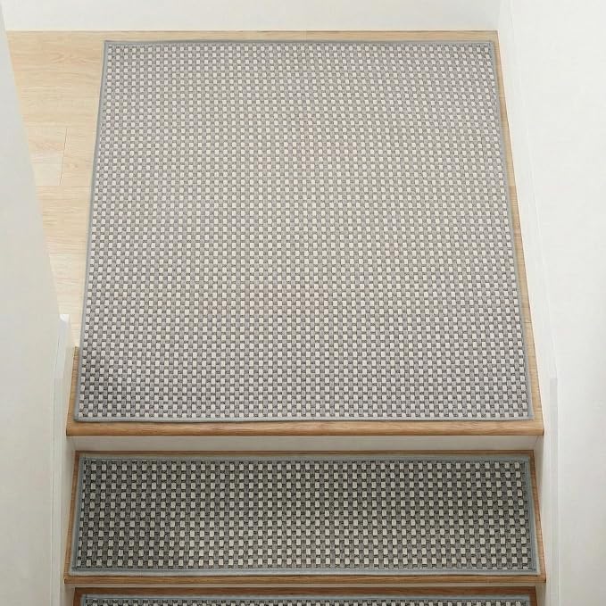 Chenille Stair Treads for Wooden Steps 31"x31", Ultra Soft Non-Slip Carpet Stair Runners Indoor, Peel and Stick Self-Adhesive Step Rugs for Kids & Dogs, Machine Washable, Gray